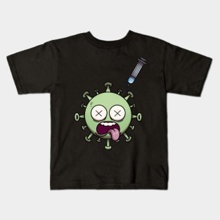 Dead Corona Virus Character Injected With Vaccine Kids T-Shirt